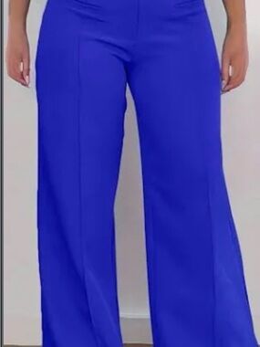 High-Waist Wide-Leg Pants in Vivid Blue